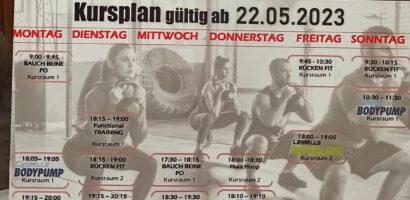 Kursplan Winny´s Gym 22.05.2023